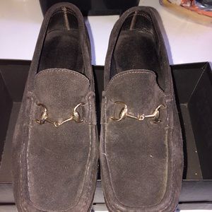 Gucci Brown/Black Suede Loafers 5.5